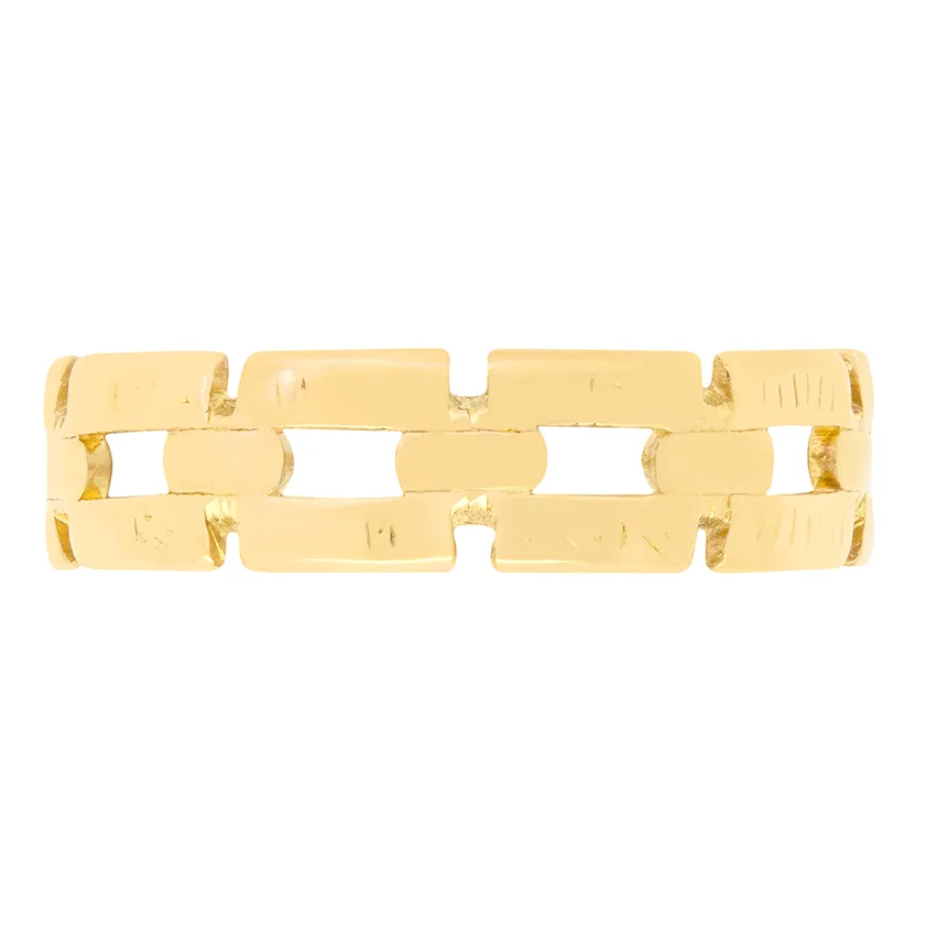 Vintage 22ct Gold Chain Link Band Ring, hallmarked 1952