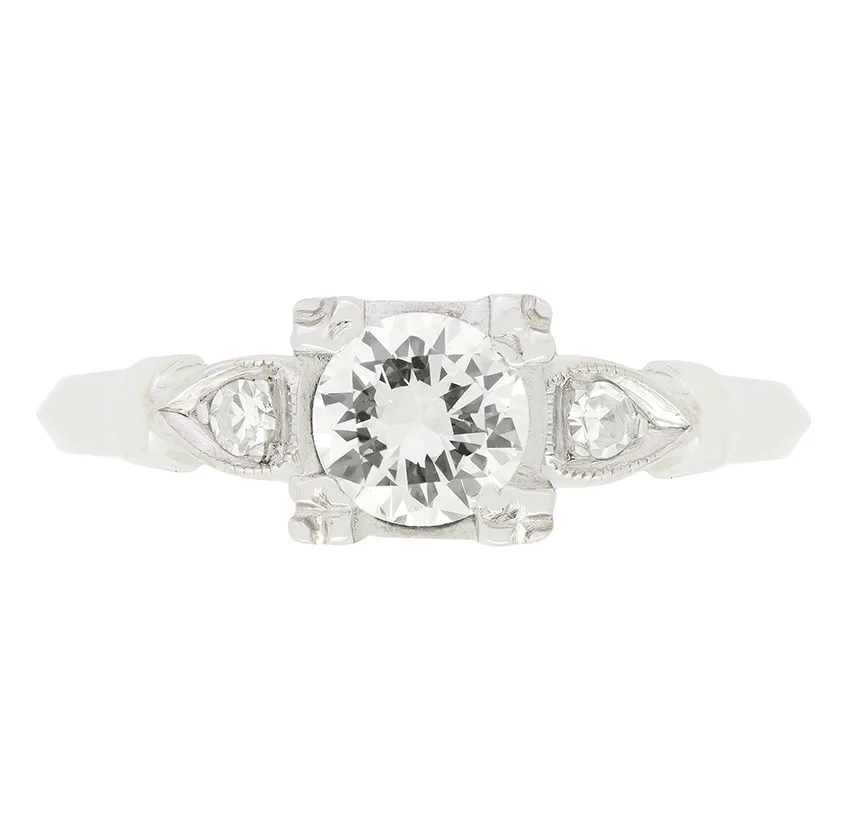 Late Deco 0.50ct Diamond Solitaire Ring, c.1940s