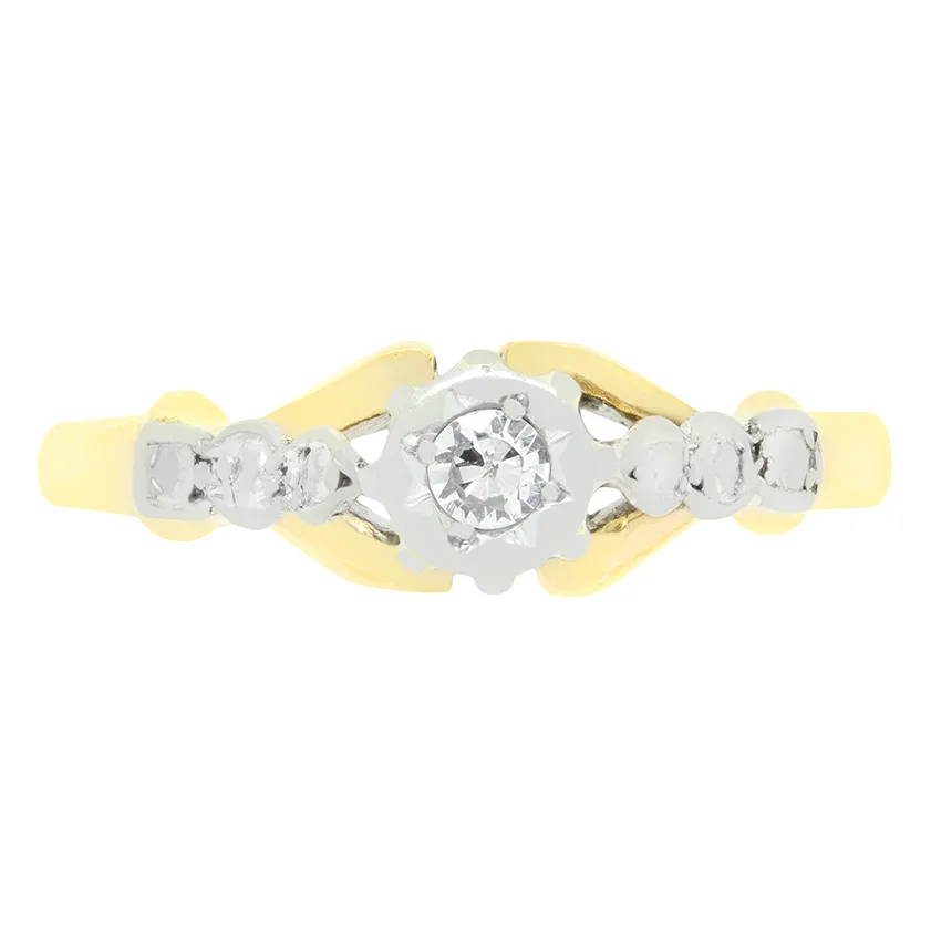Vintage 0.10ct Diamond Solitaire Ring, c.1963