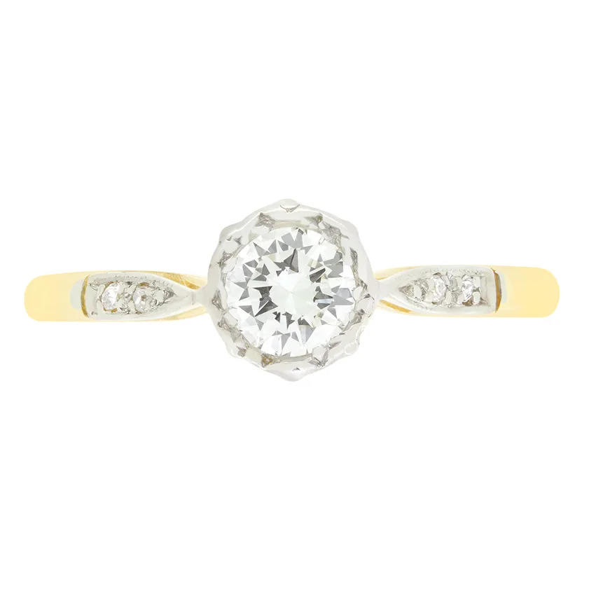 Late Deco 0.40ct Diamond Solitaire Ring, c.1940s