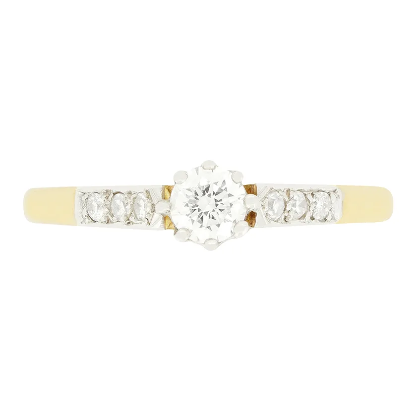 Late Deco 0.25ct Diamond Solitaire Ring, c.1940s