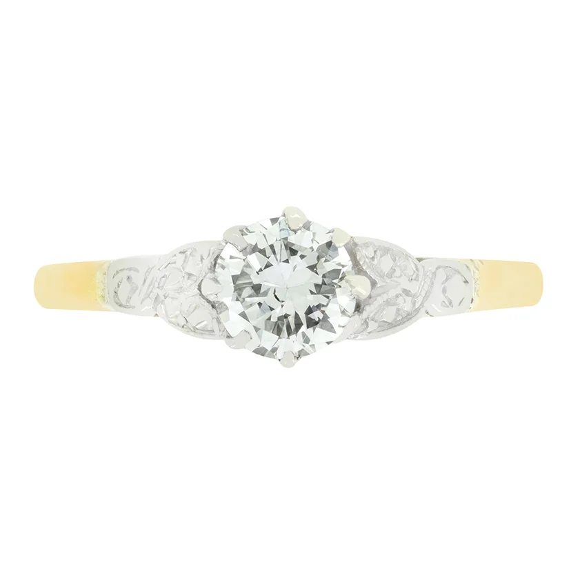 Late Deco 0.50ct Diamond Solitaire Ring, c.1940s