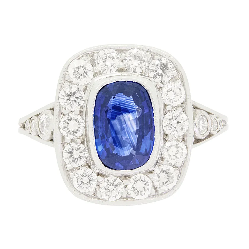 Vintage 1.25ct Sapphire and Diamond Cluster, c.1960s