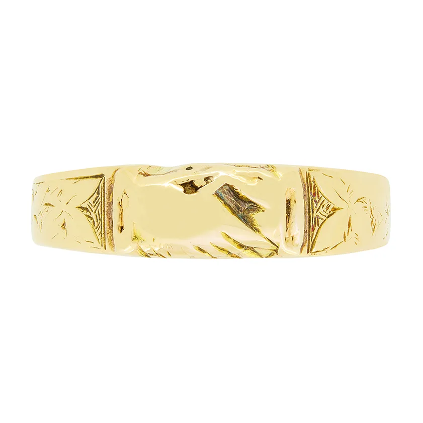 Early Victorian 15ct Gold Fede Ring, c.1850s