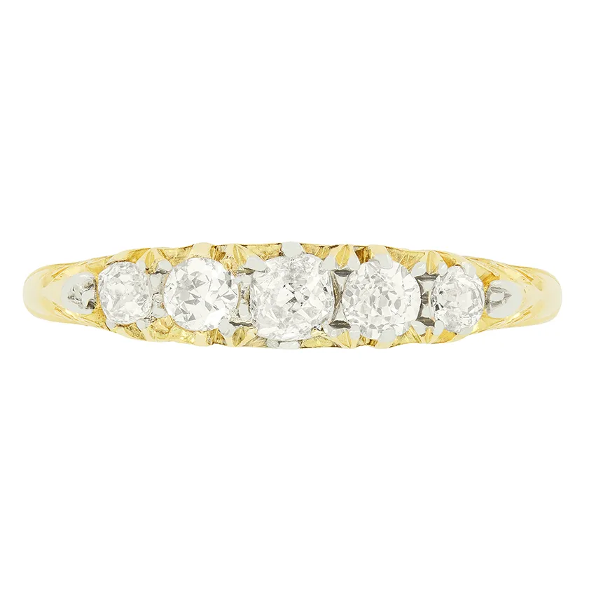 Victorian 0.70ct Diamond Five Stone RIng, c.1880s