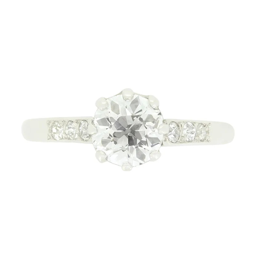 Art Deco 0.90ct Diamond Solitaire Ring, c.1920s