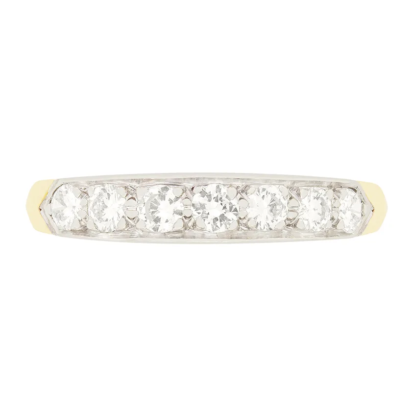 Vintage 0.70ct Diamond Half Eternity Ring, c.1960s
