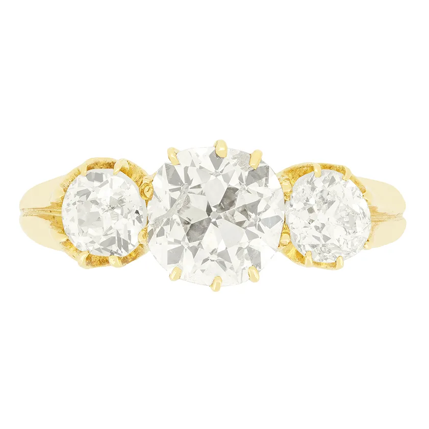 Victorian 2.50ct Diamond Trilogy Ring, c.1880s