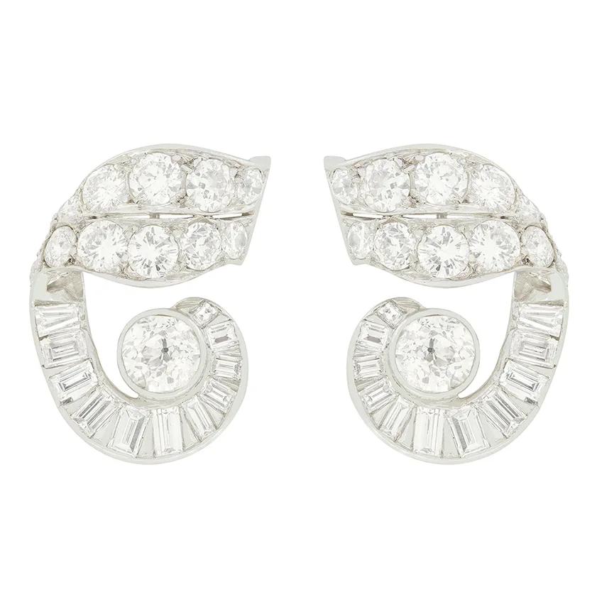 Art Deco 5.50ct Diamond Earrings, c.1920s
