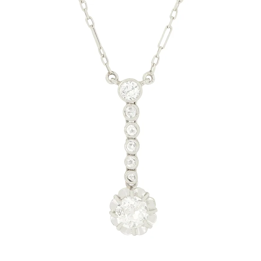 Art Deco 0.50ct Diamond Drop Necklace, c.1920s