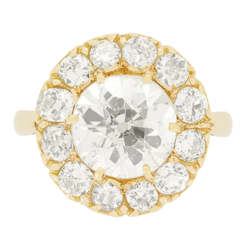 Victorian 2.50ct Diamond Cluster Ring, c.1880s