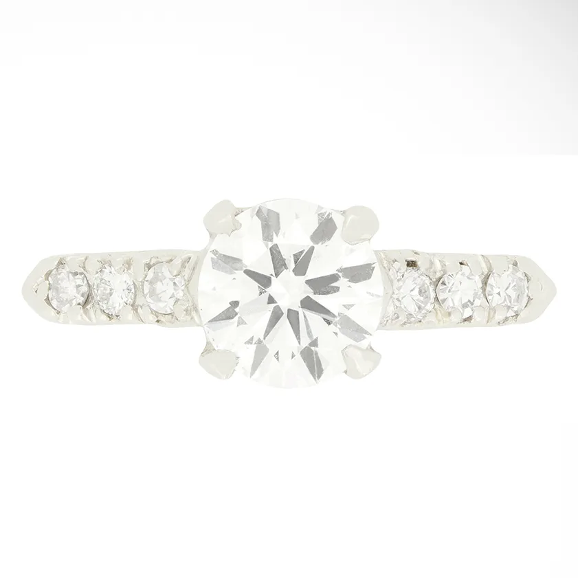 Late Deco 0.90ct Diamond Solitaire Ring, c.1940s