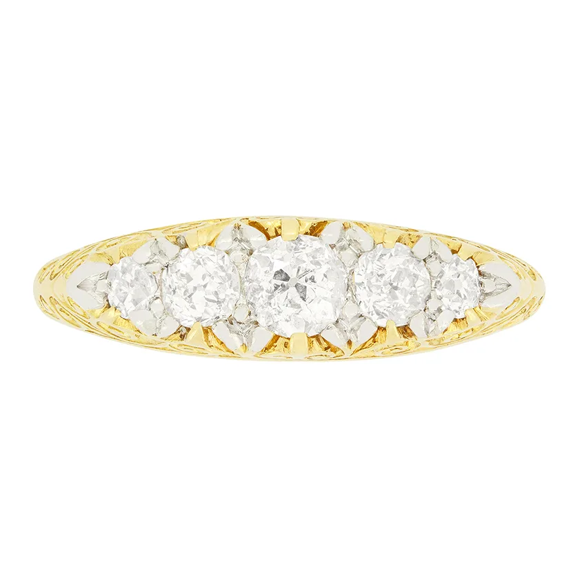 Victorian 0.65ct Diamond Five Stone Ring, c.1880s