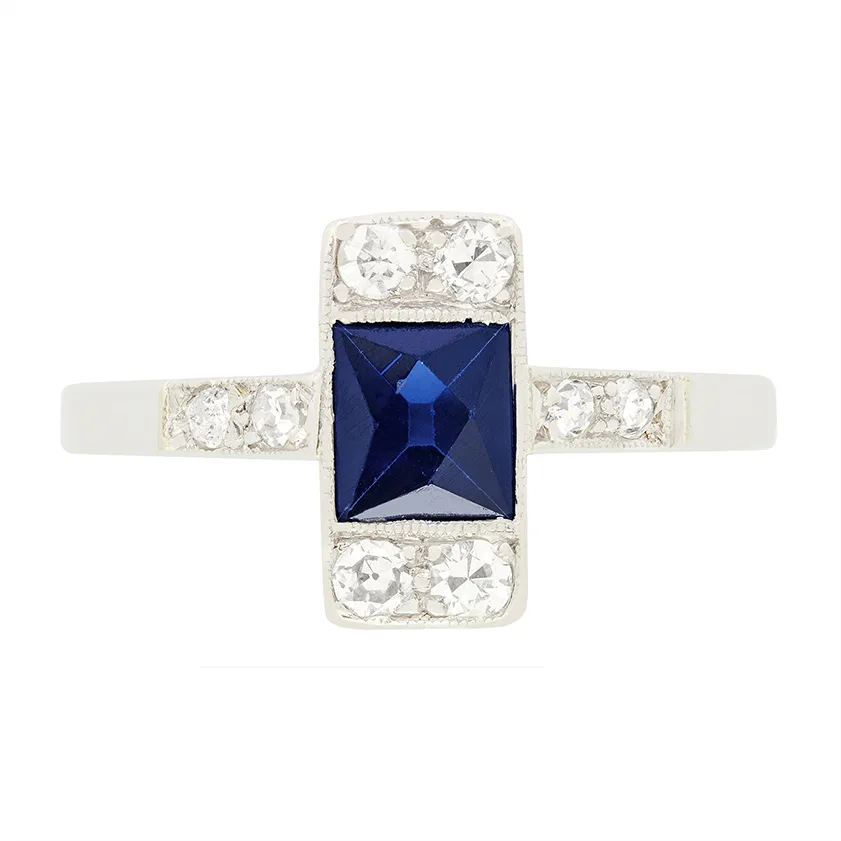 Art Deco 0.50ct Sapphire and Diamond Ring, c.1920s