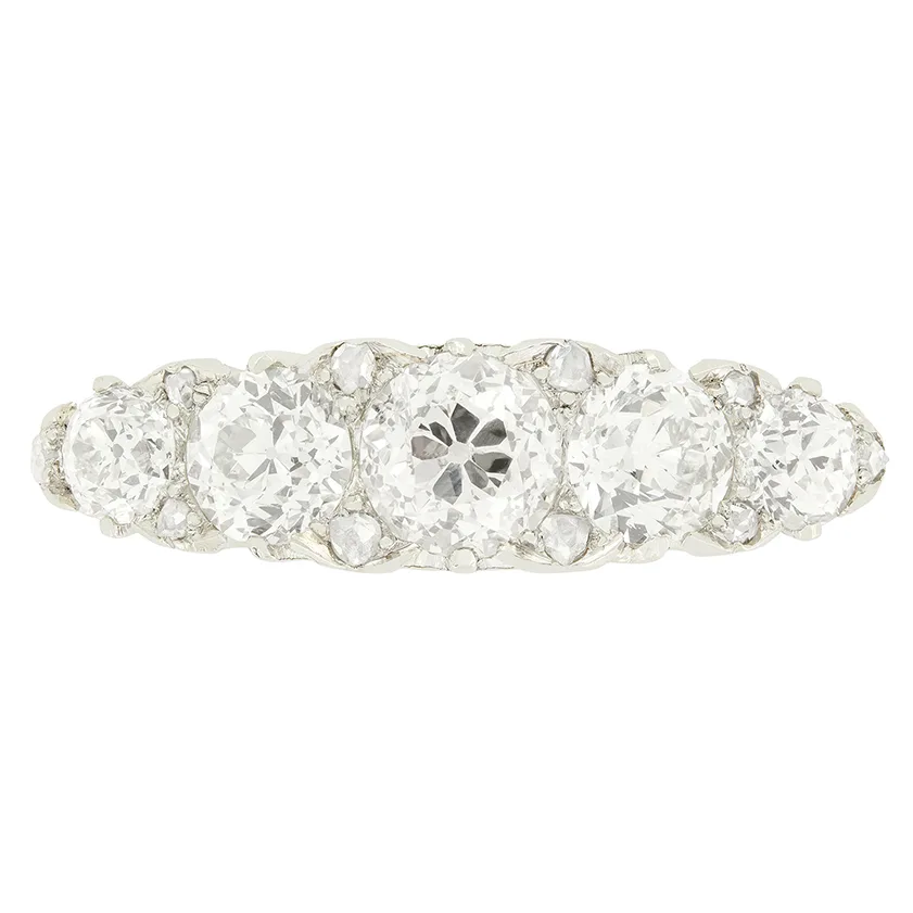 Late Victorian 1.95ct Diamond Five Stone Ring, c.1900s