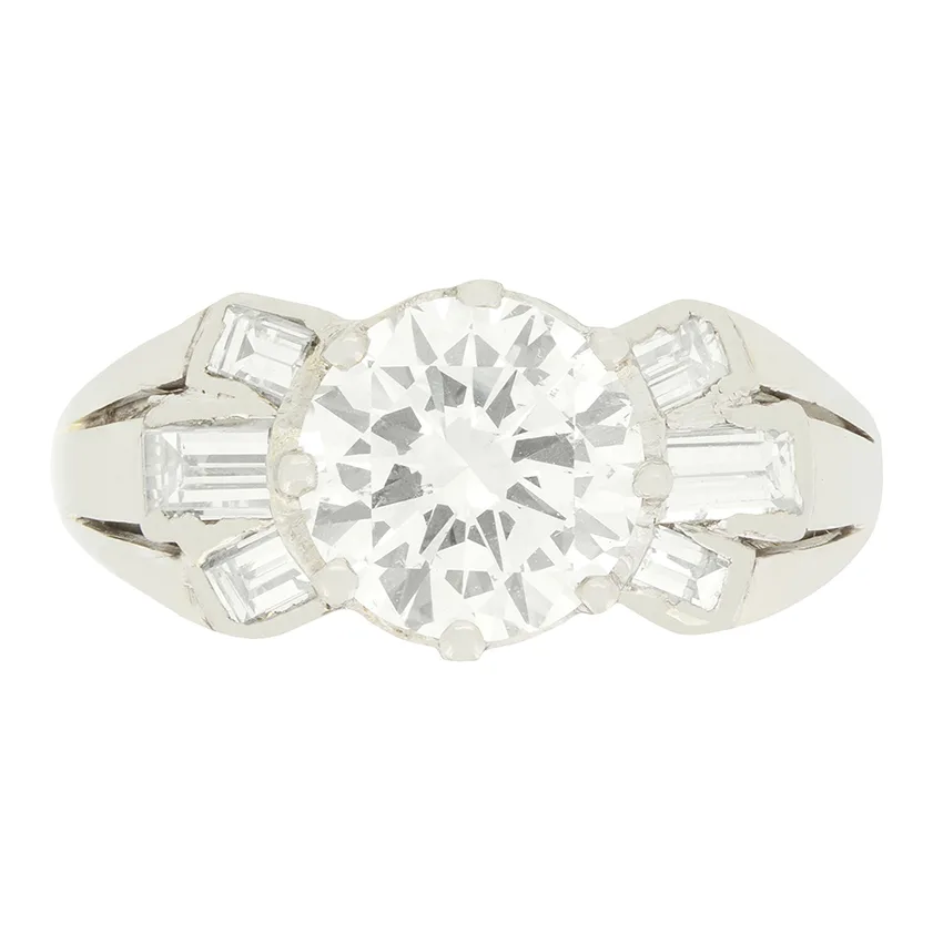 Late Deco 1.75ct Diamond Solitaire Ring, c.1930s