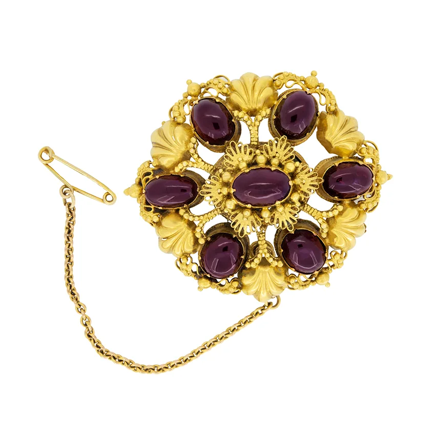 Victorian 3.50ct Garnet Brooch, c.1880s