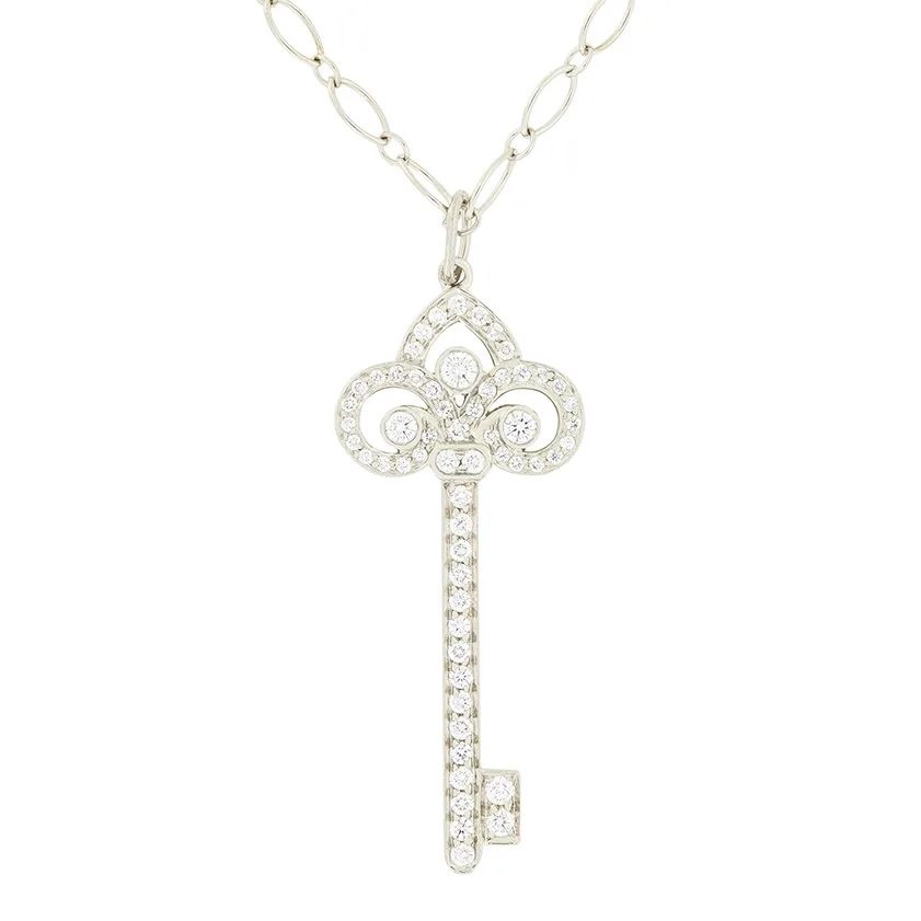 Tiffany & Co. 0.40ct Diamond Fleur de Lis Key Pendant