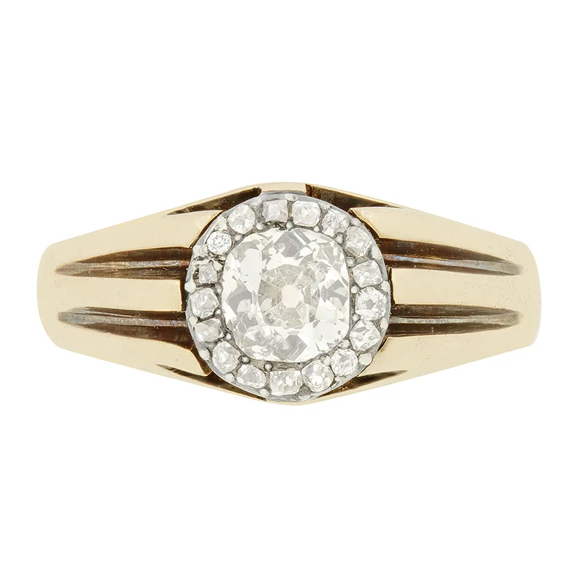 Victorian 0.85ct Diamond Signet Ring, c.1880s