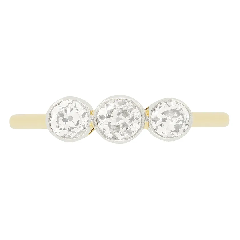 Edwardian 0.85ct Diamond Trilogy Ring, c.1910s