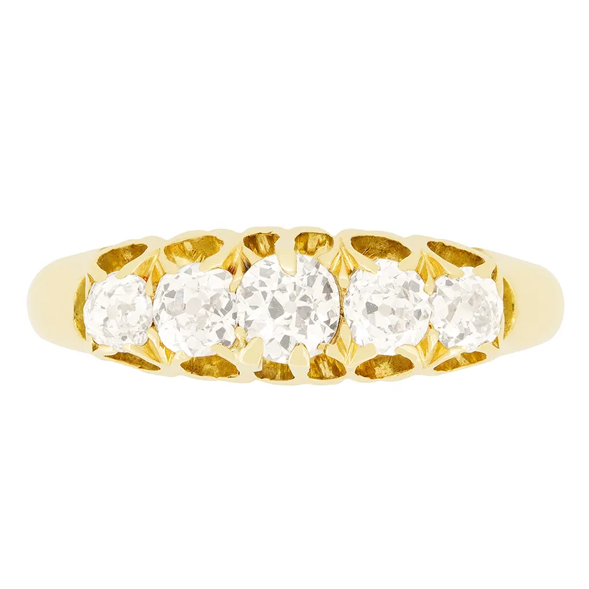 Victorian 1.00ct Diamond Five Stone Ring, hallmarked 1886