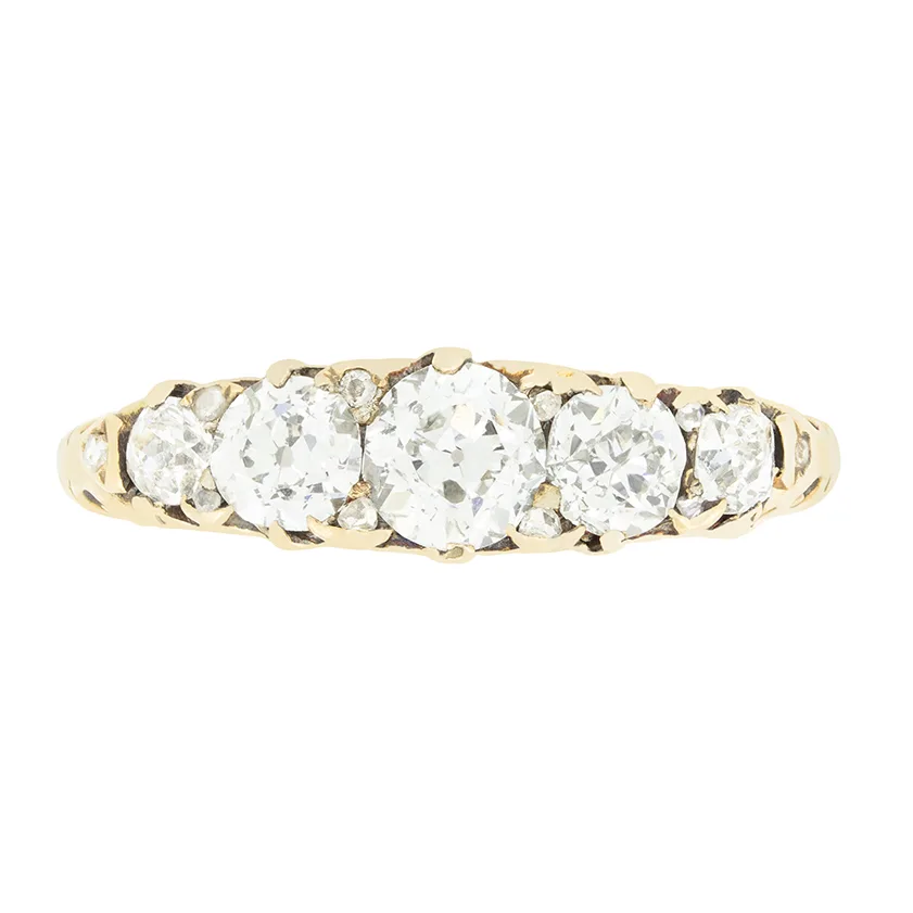 Victorian 1.10ct Diamond Five Stone Ring, c.1880s