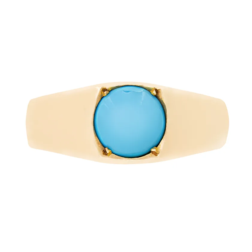 Antique 0.50ct Turquoise Signet Ring, hallmarked 1906