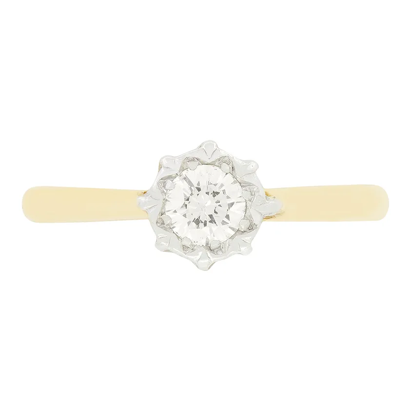 Vintage 0.30ct Diamond Solitaire Ring, hallmarked 1967