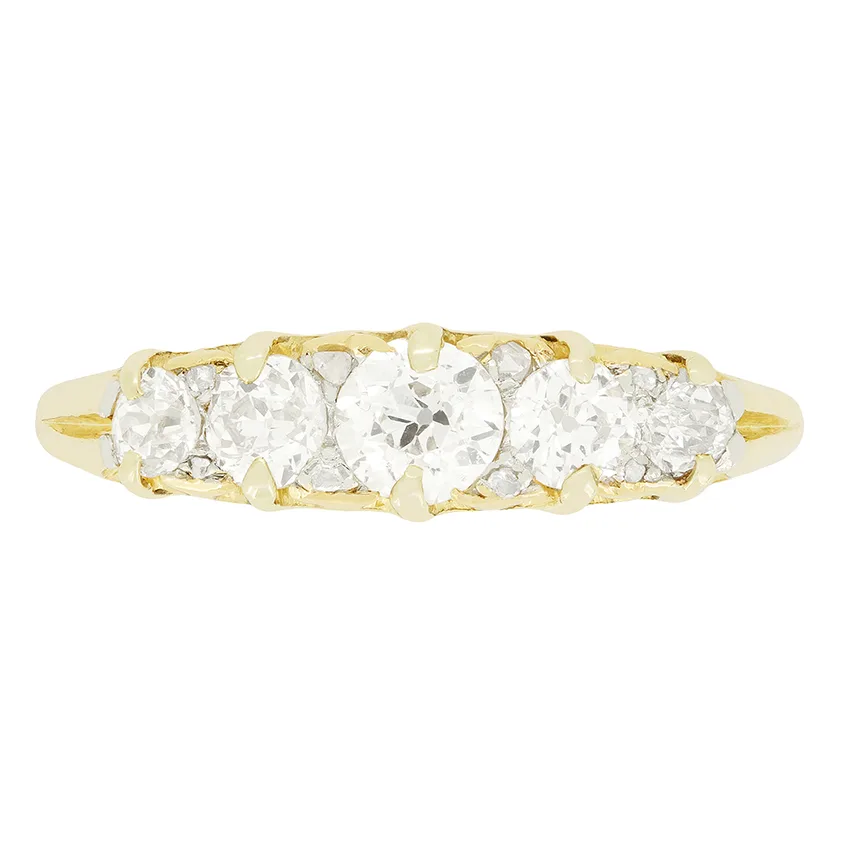 Victorian 0.85ct Diamond Five Stone Ring, c.1880s