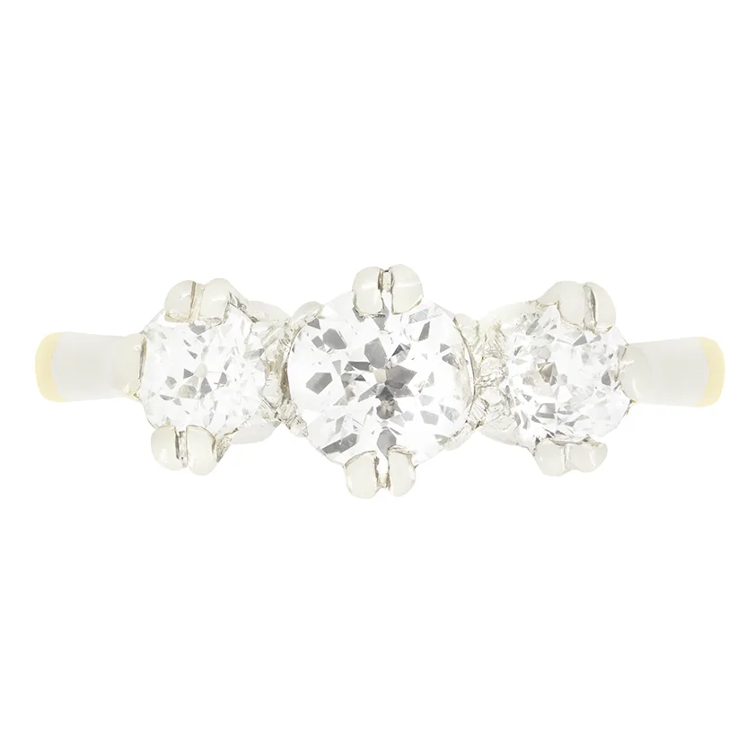 Edwardian 1.00ct Diamond Trilogy Ring, c.1910s
