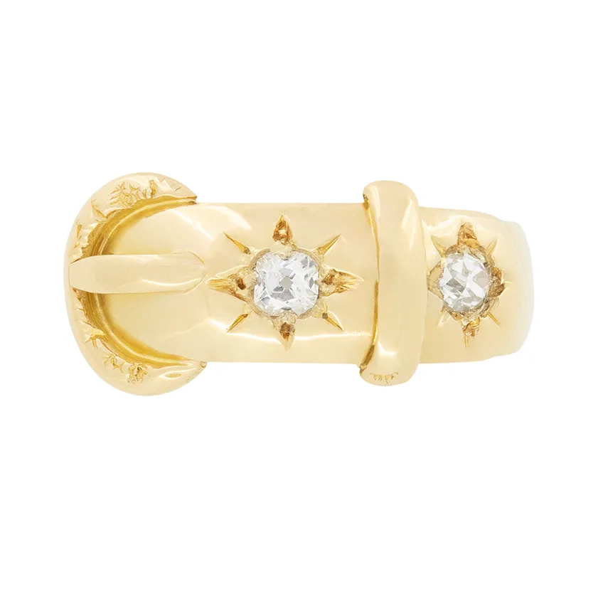 Antique 0.25ct Diamond Buckle Ring, hallmarked 1901