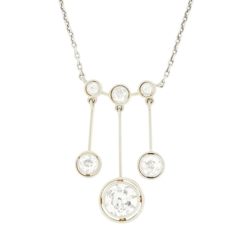Edwardian 3.30ct Diamond Triple Drop Pendant, c.1910s