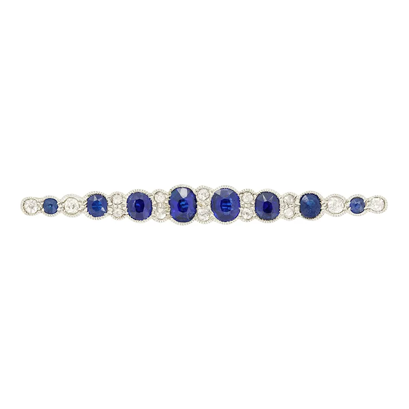 Art Deco 1.40ct Sapphire and Diamond Brooch, c.1920s