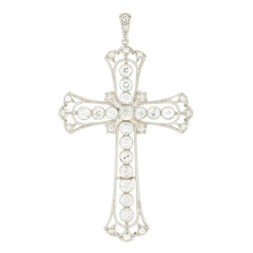 Art Deco 5.40ct Diamond Cross Pendant, c.1920s