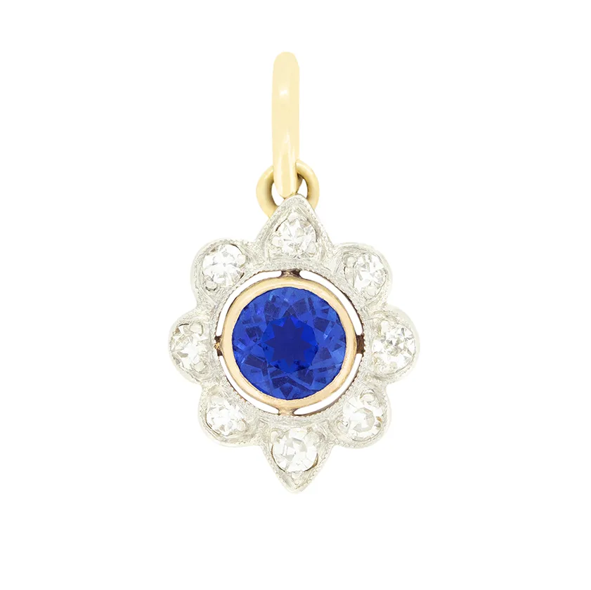 Edwardian 0.50ct Sapphire and Diamond Pendant, c.1910s