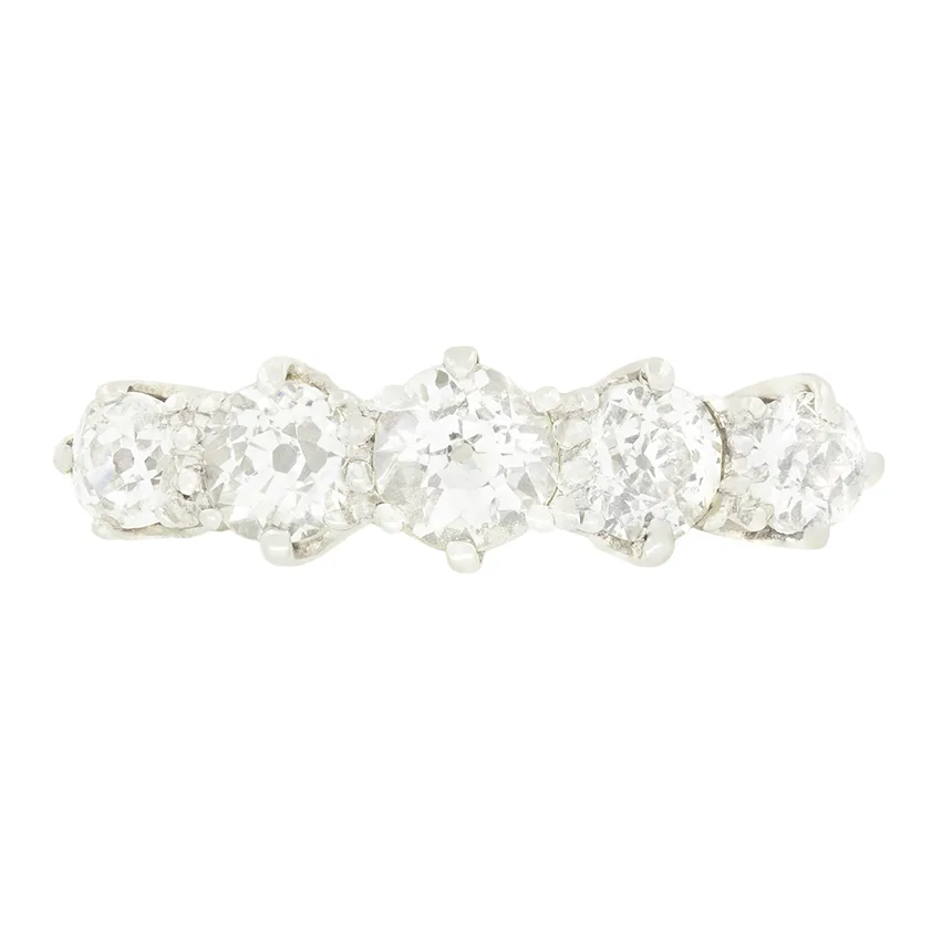 Art Deco 1.40ct Diamond Five Stone Ring, c.1920s