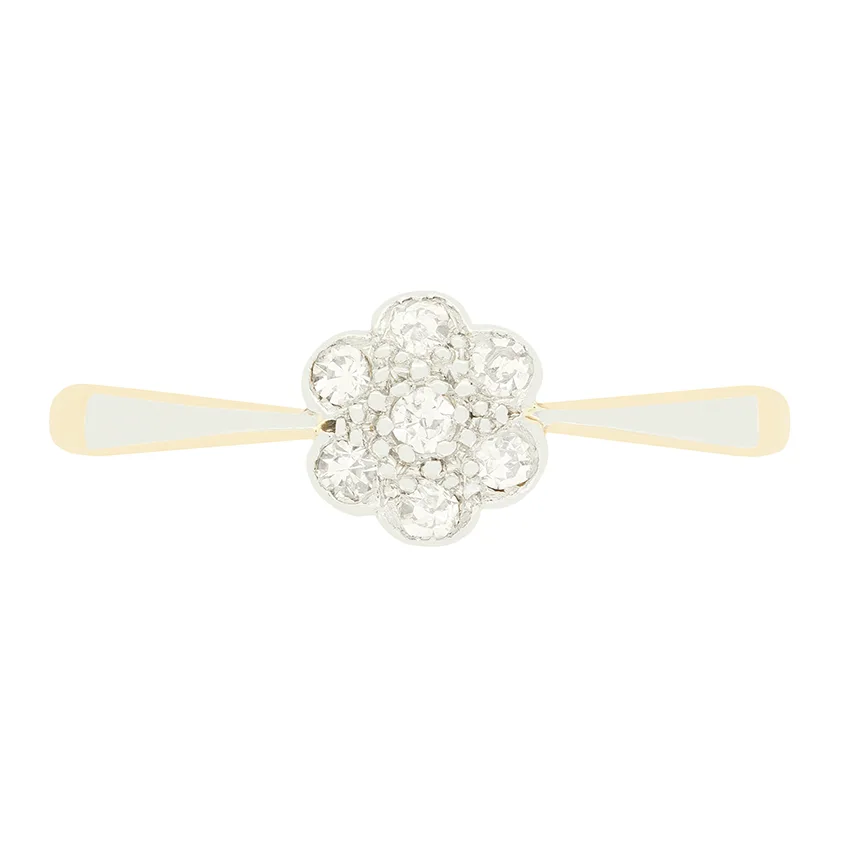 Edwardian 0.14ct Diamond Daisy Cluster Ring, c.1910s