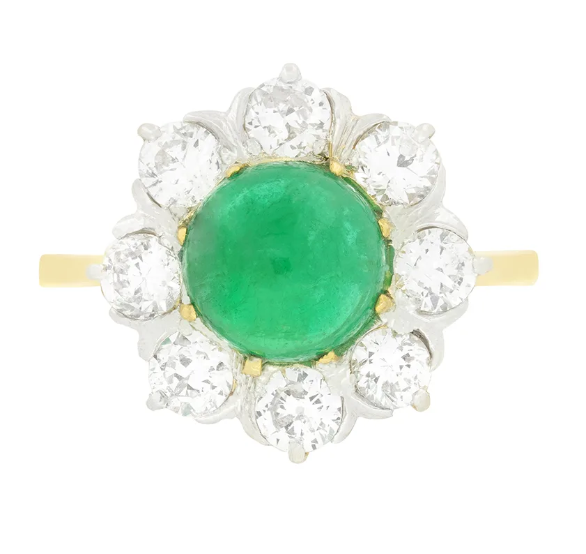 Late Victorian 2.40ct Emerald and Diamond cluster Ring, c.1900s