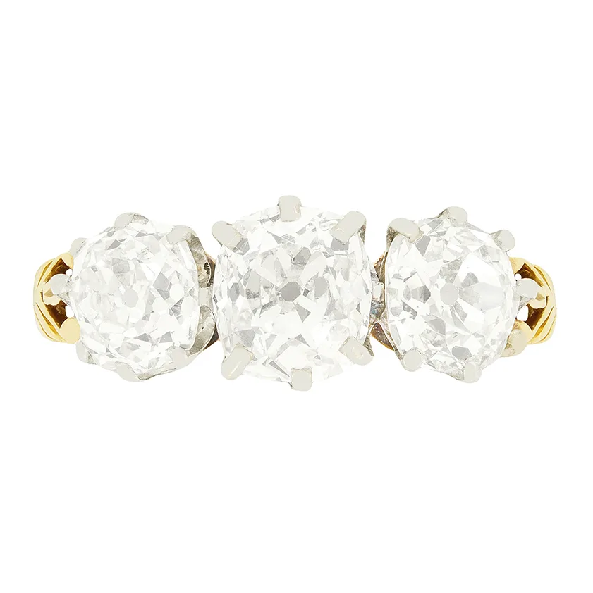 Edwardian 3.35ct Diamond Trilogy Ring, c.1910s