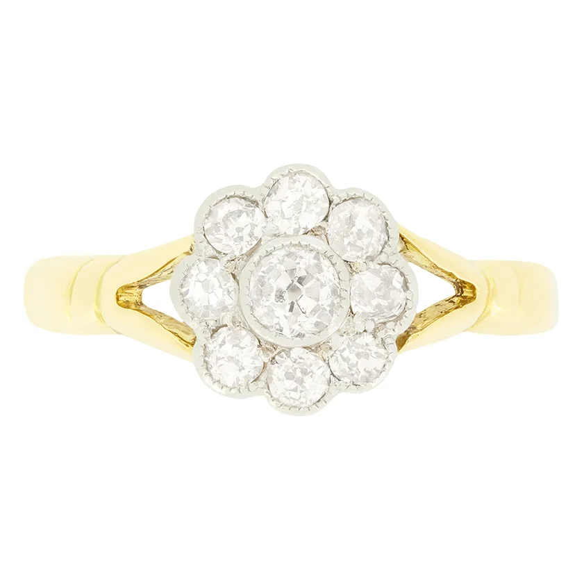 Edwardian 0.65ct Diamond Cluster Ring, c.1910s