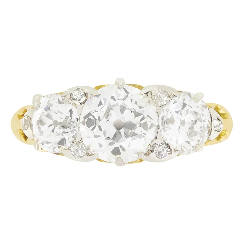 Victorian 2.65ct Diamond Trilogy Ring, c.1880s
