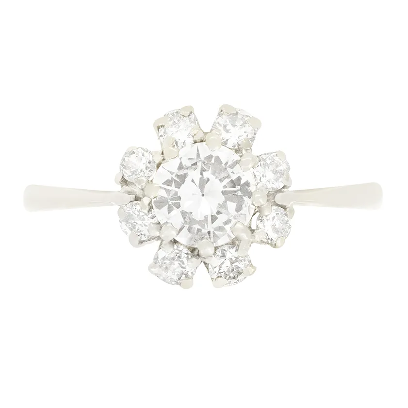 Late Deco 0.60ct Diamond Cluster Ring, c.1940s