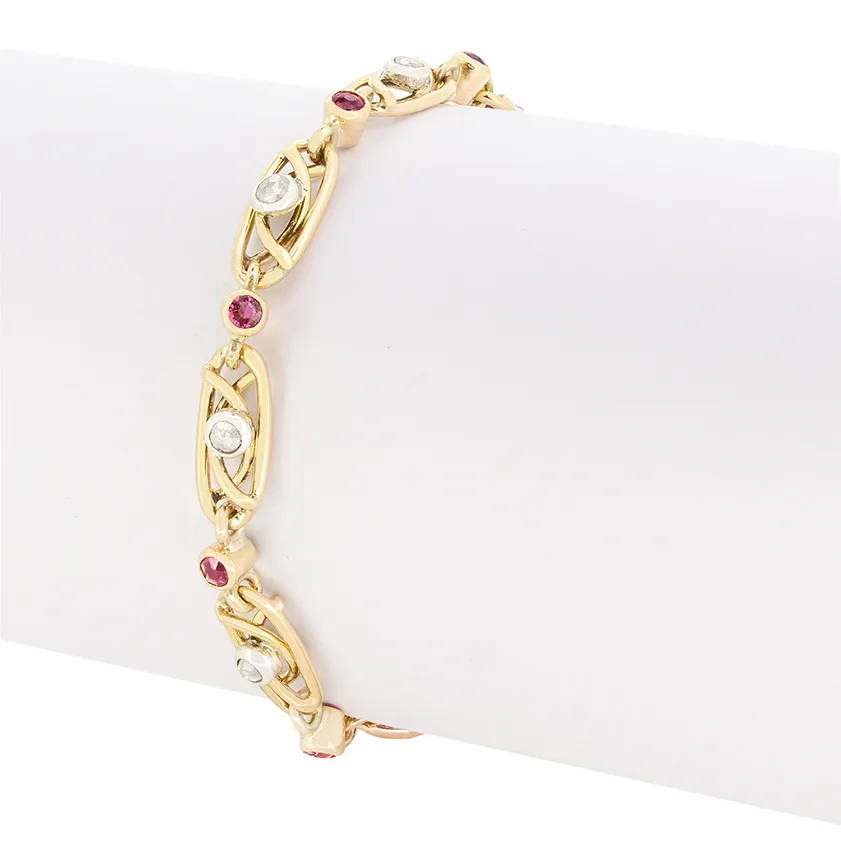 Victorian 0.80ct Ruby and Diamond Bracelet, c.1880s