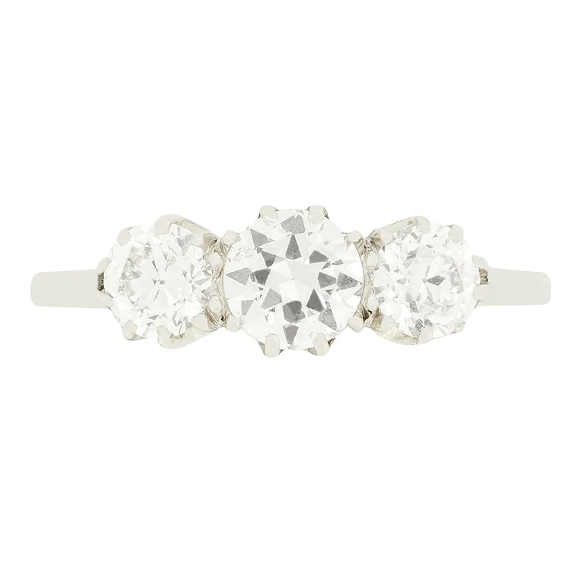 Art Deco 1.00ct Diamond Three Stone Ring, c.1920s