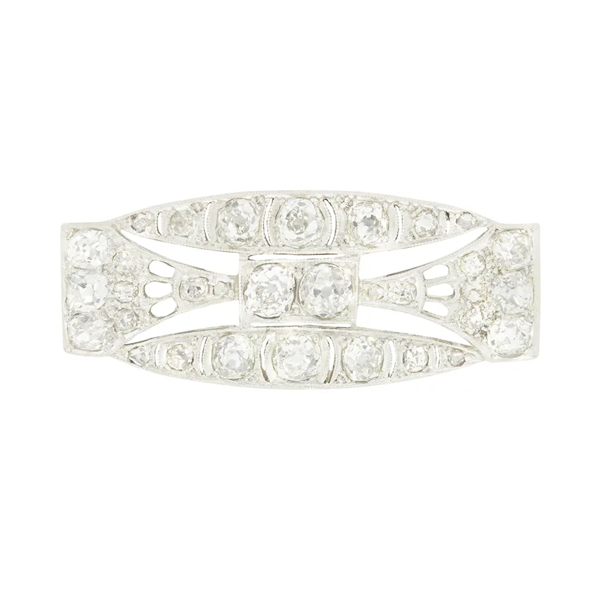 Art Deco 3.40ct Diamond Brooch, c.1920s