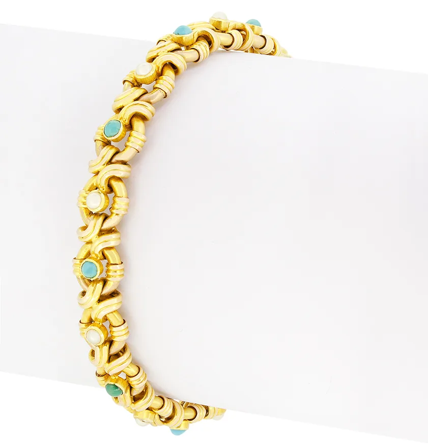 Victorian Turquoise and Pearl Bracelet, c.1880s