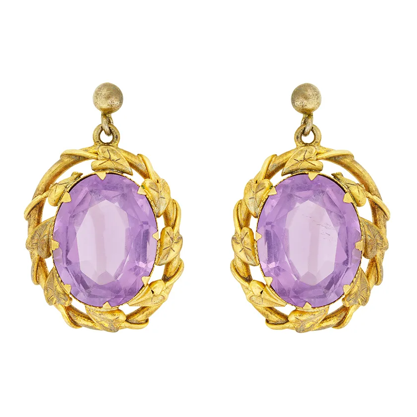 Victorian 10.00ct Amethyst Earrings, c.1880s