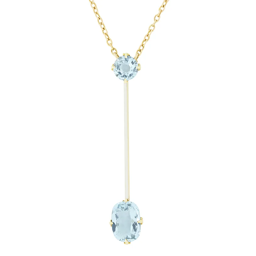 Edwardian 1.50ct Aquamarine Drop Pendant, c.1910s