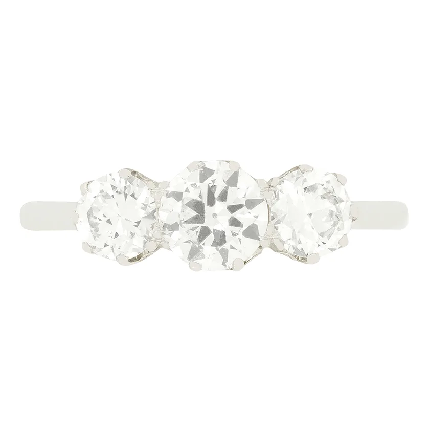Art Deco 1.40ct Diamond Three Stone Ring, c.1920s