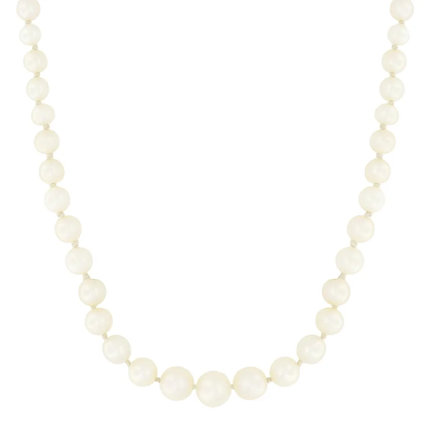 Edwardian Saltwater Pearl and Diamond Necklace, c.1910s